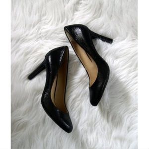Arturo Chiang Black Snake Print Leather Heels 7.5